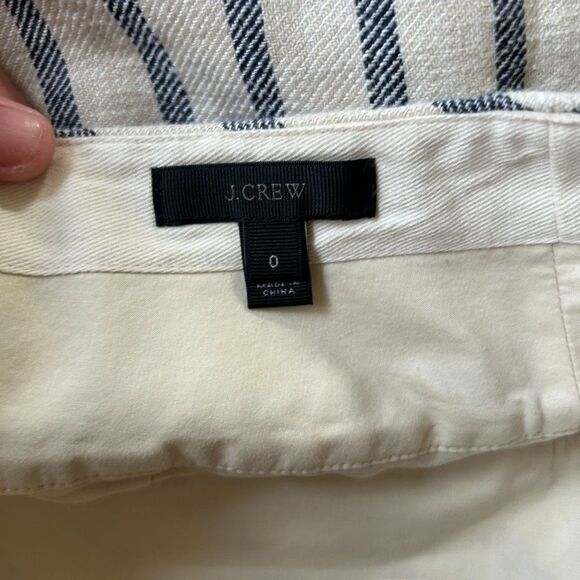 J.Crew 0 Skirt Blue White Stripe Linen Textured Zipper Mini Crossover Wrap Front - Picture 8 of 10
